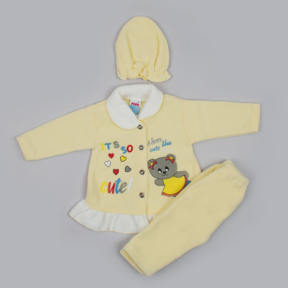 Newborn Girls Full Sleeves Suit - Yellow, Newborn Girls Sets & Suits, Chase Value, Chase Value
