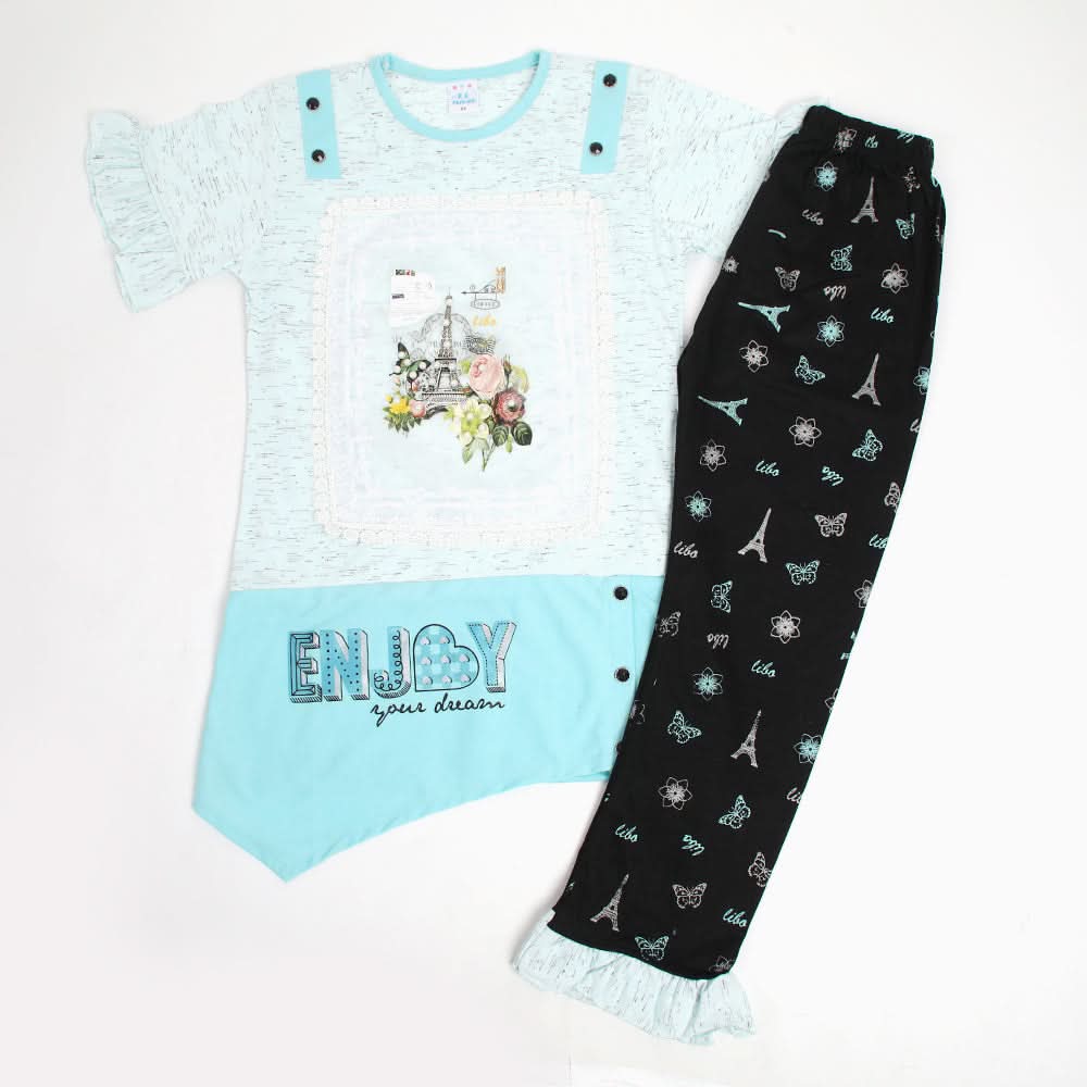 Girls Half Sleeves Suit - Sky Blue, Girls Suits, Chase Value, Chase Value