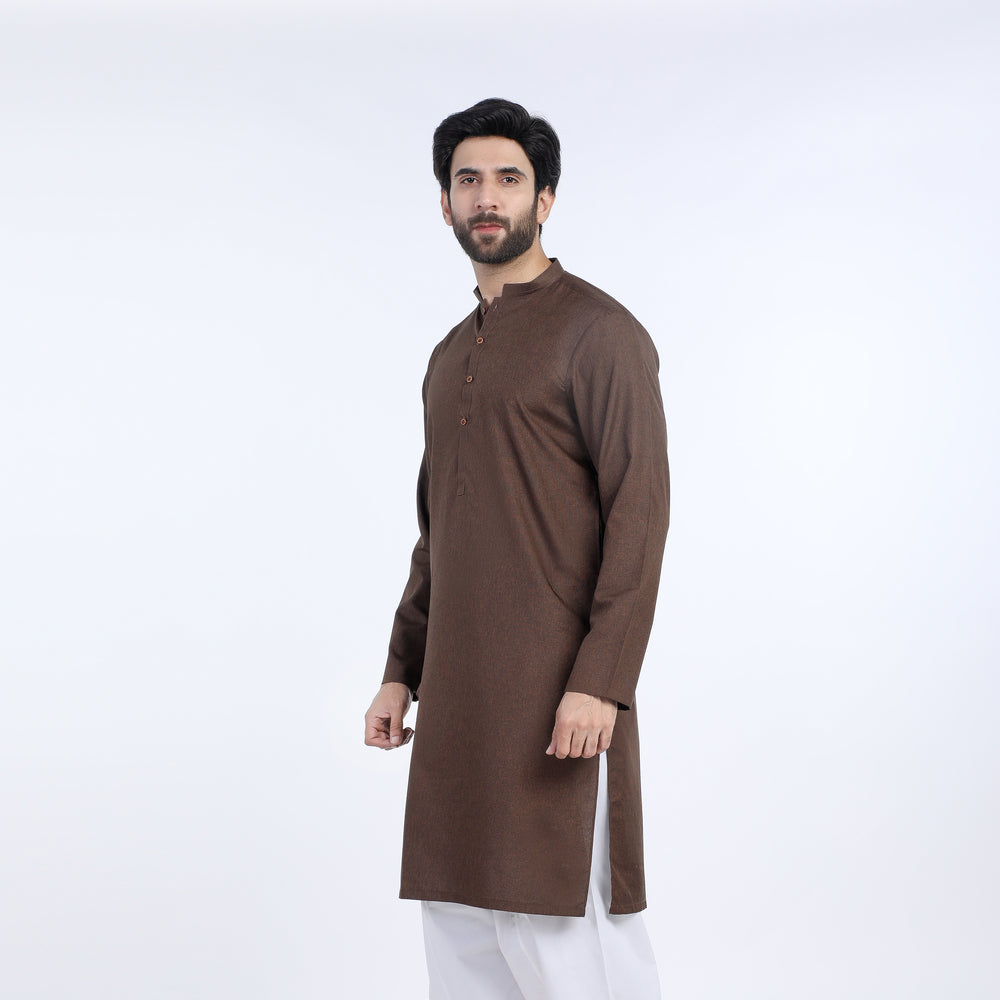 Men's Slim Fit Plain Kurta - Brown, Men's Kurtas, Chase Value, Chase Value