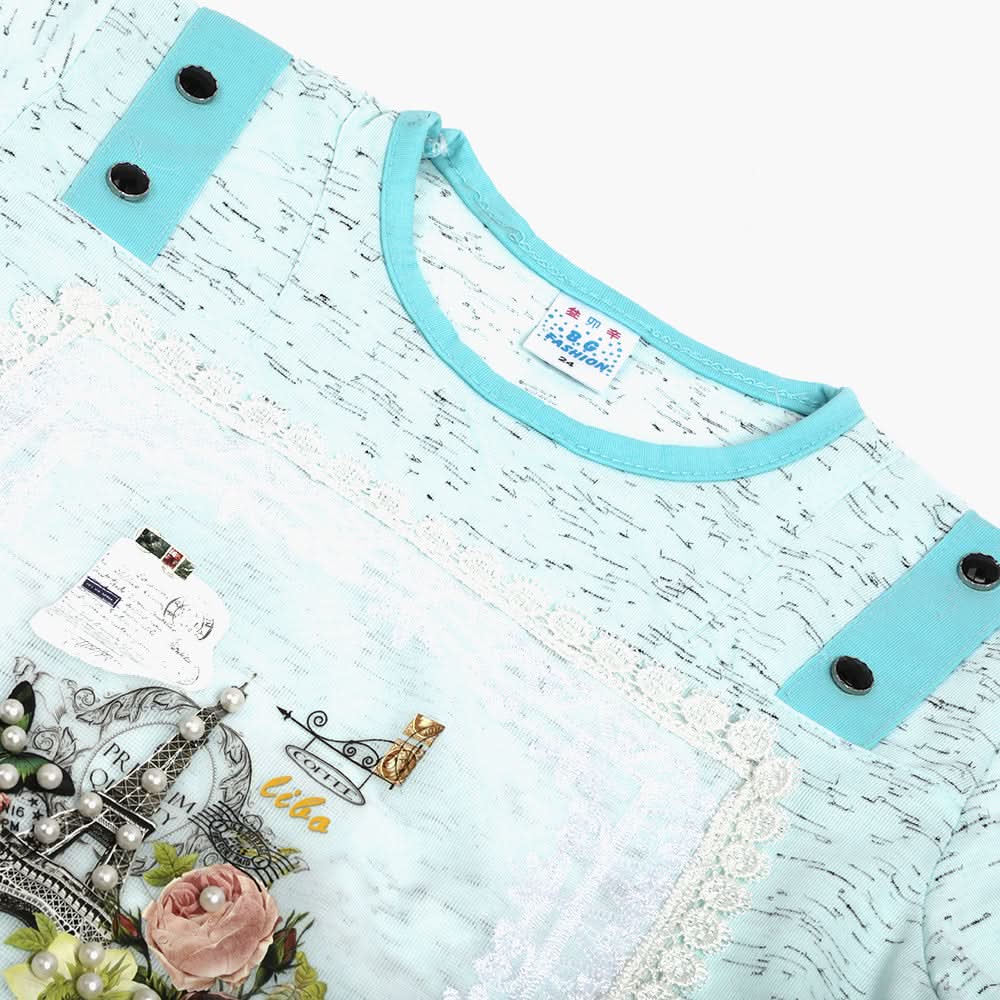 Girls Half Sleeves Suit - Sky Blue, Girls Suits, Chase Value, Chase Value