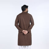 Men's Slim Fit Plain Kurta - Brown, Men's Kurtas, Chase Value, Chase Value