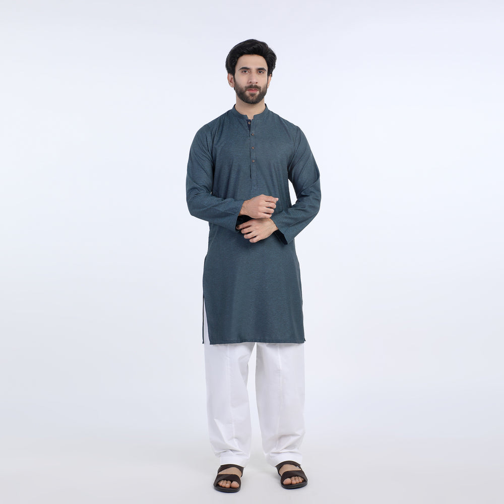 Men's Slim Fit Kurta - Teal, Men's Kurtas, Chase Value, Chase Value