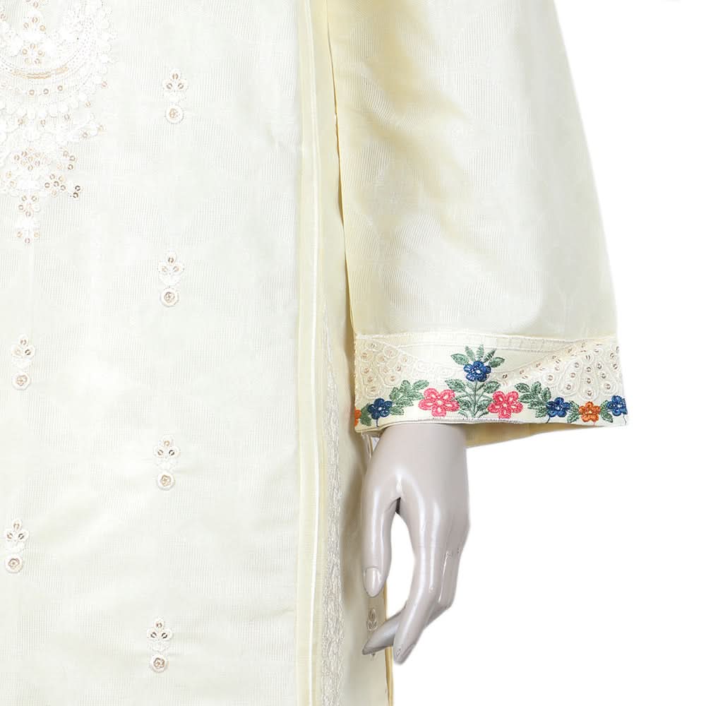 Women's 2pcs Stitched Embrioded Shalwar Suit - Off White, Women Shalwar Suits, Chase Value, Chase Value