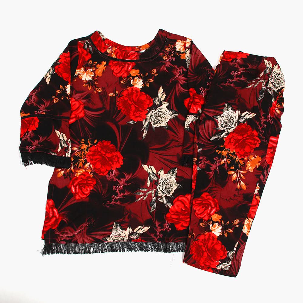 Girls Printed Shalwar Suit - Red, Girls Shalwar Kameez, Chase Value, Chase Value