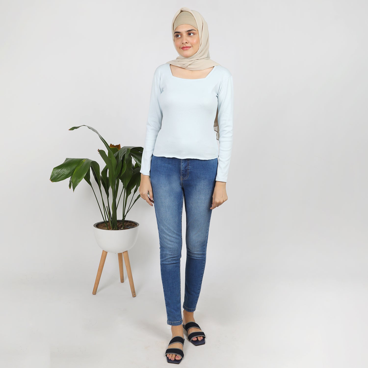 Women's Full Sleeves T-Shirt - Light Blue, Women T-Shirts & Tops, Chase Value, Chase Value