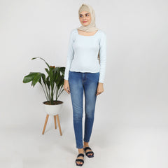 Women's Full Sleeves T-Shirt - Light Blue