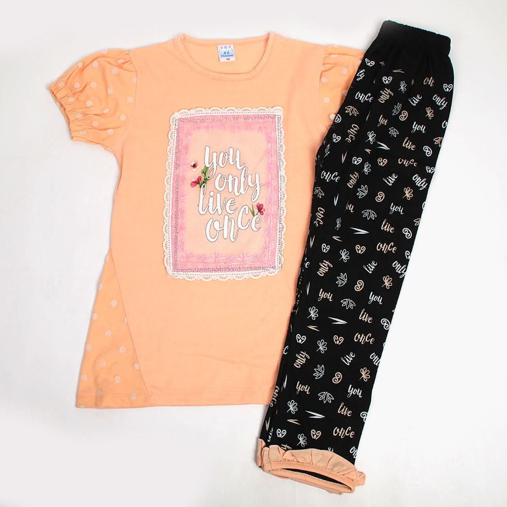 Girls Half Sleeves Suit - Peach, Girls Suits, Chase Value, Chase Value