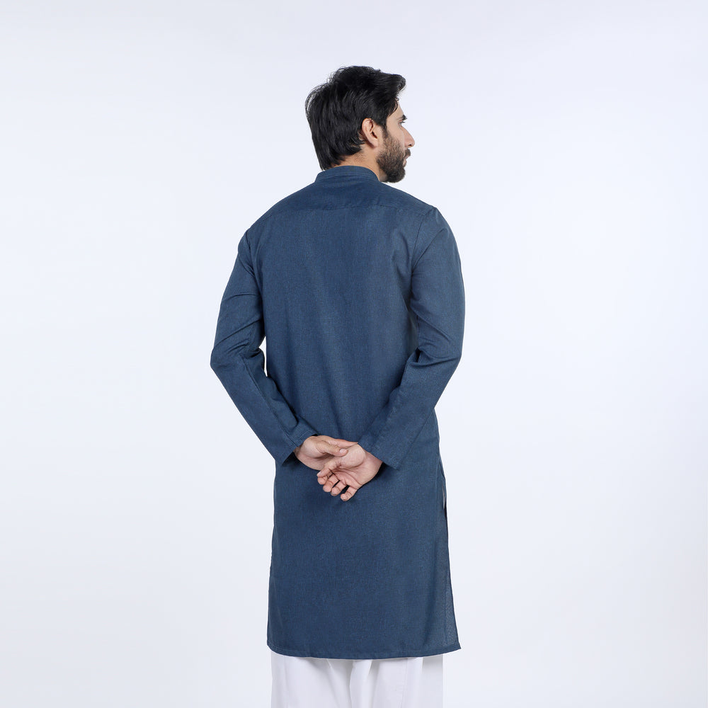 Men's Slim Fit Plain Kurta - Navy Blue, Men's Kurtas, Chase Value, Chase Value