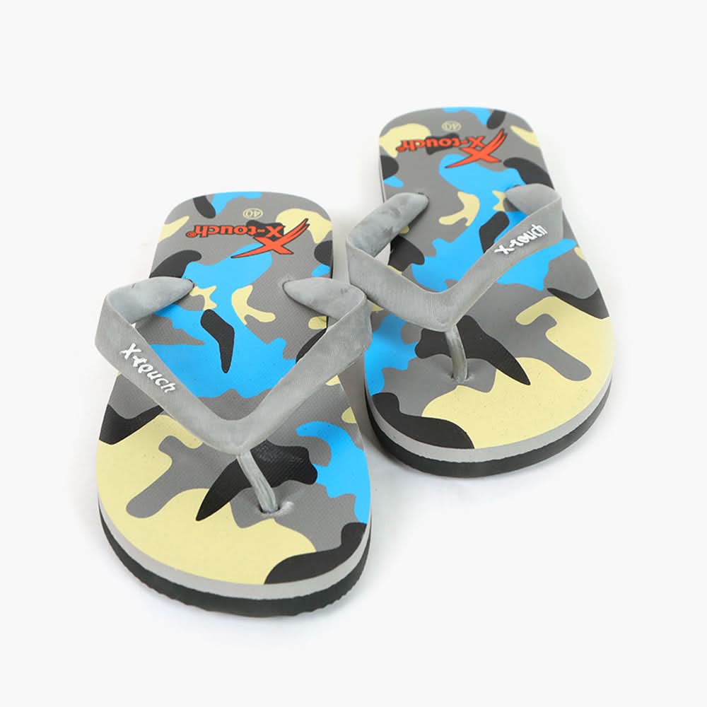 Men's Flip Flop Slippers - Grey & Blue, Men's Slippers, Chase Value, Chase Value