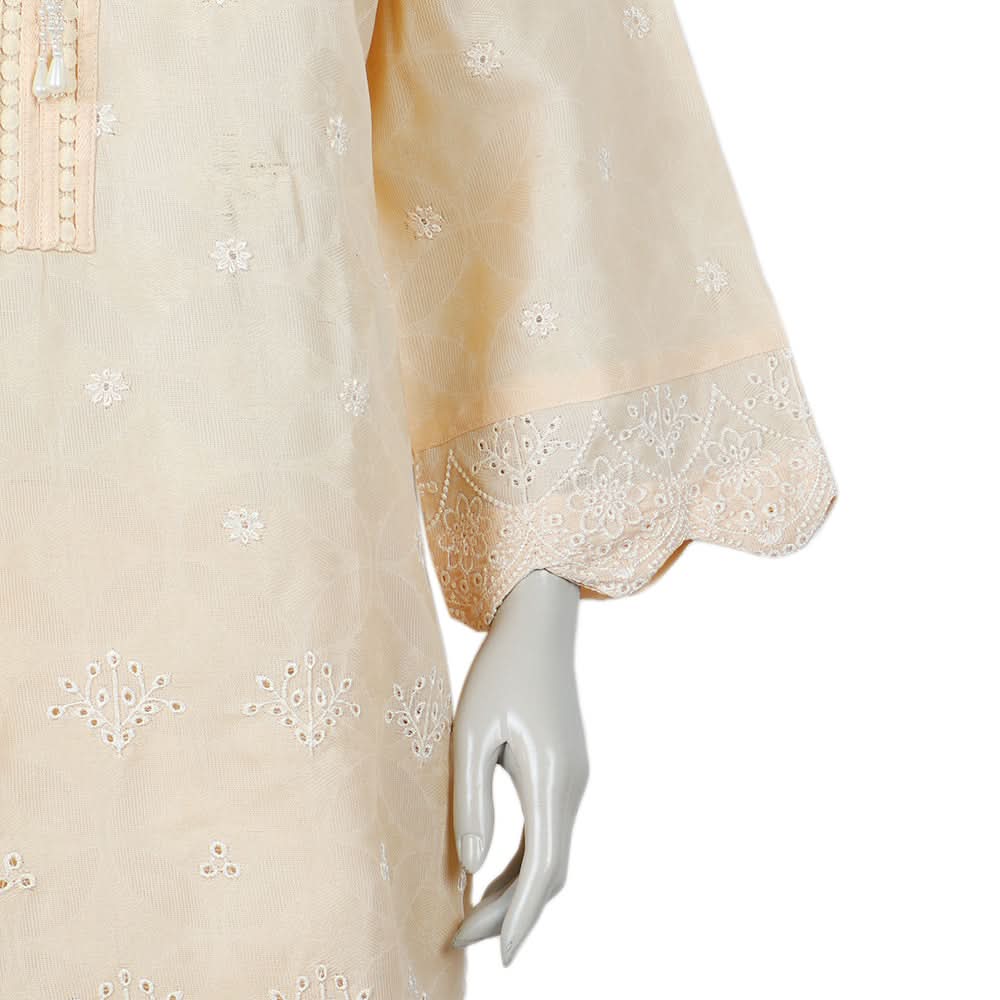 Women's 2pcs Stitched Embrioded Shalwar Suit - Peach, Women Shalwar Suits, Chase Value, Chase Value