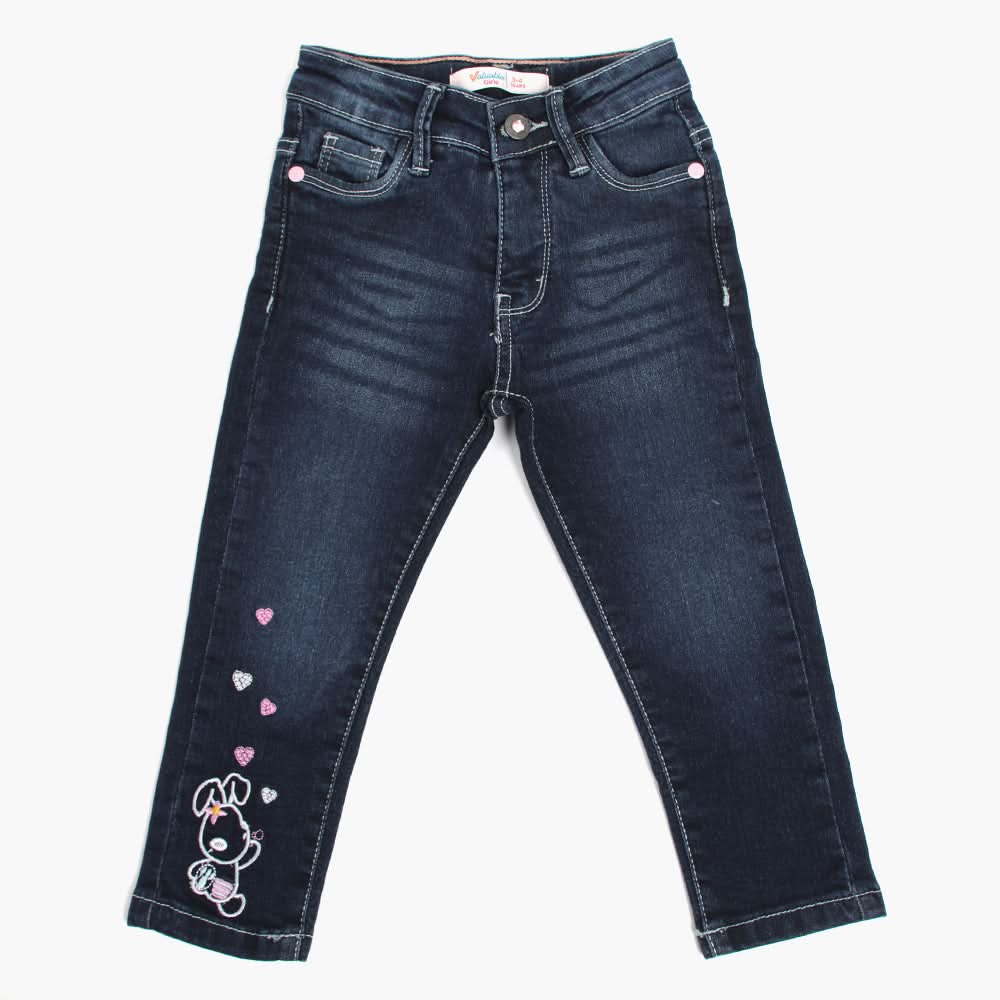 Girls Denim Pant - Dark Blue, Girls Pants & Capri, Chase Value, Chase Value