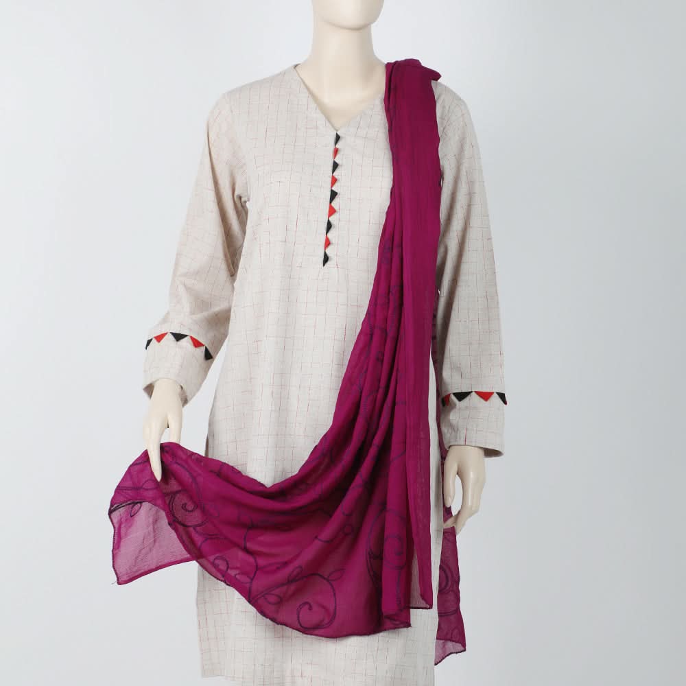 Women's Embroidered Dupatta - Magenta, Women Dupatta, Chase Value, Chase Value