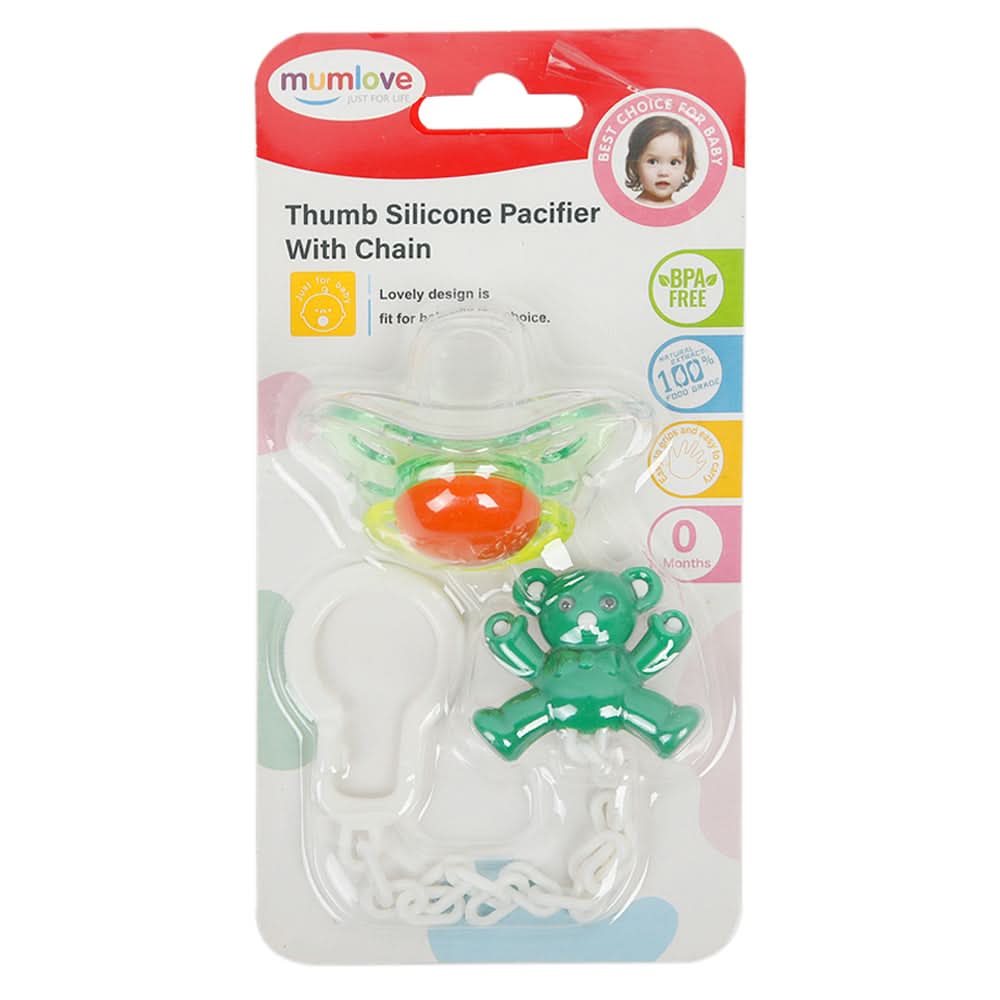 Mum love pacifier with chain - Green, Feeding Supplies, Chase Value, Chase Value