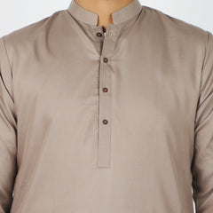 Men's Plain Kurta Shalwar Suit - Light Brown