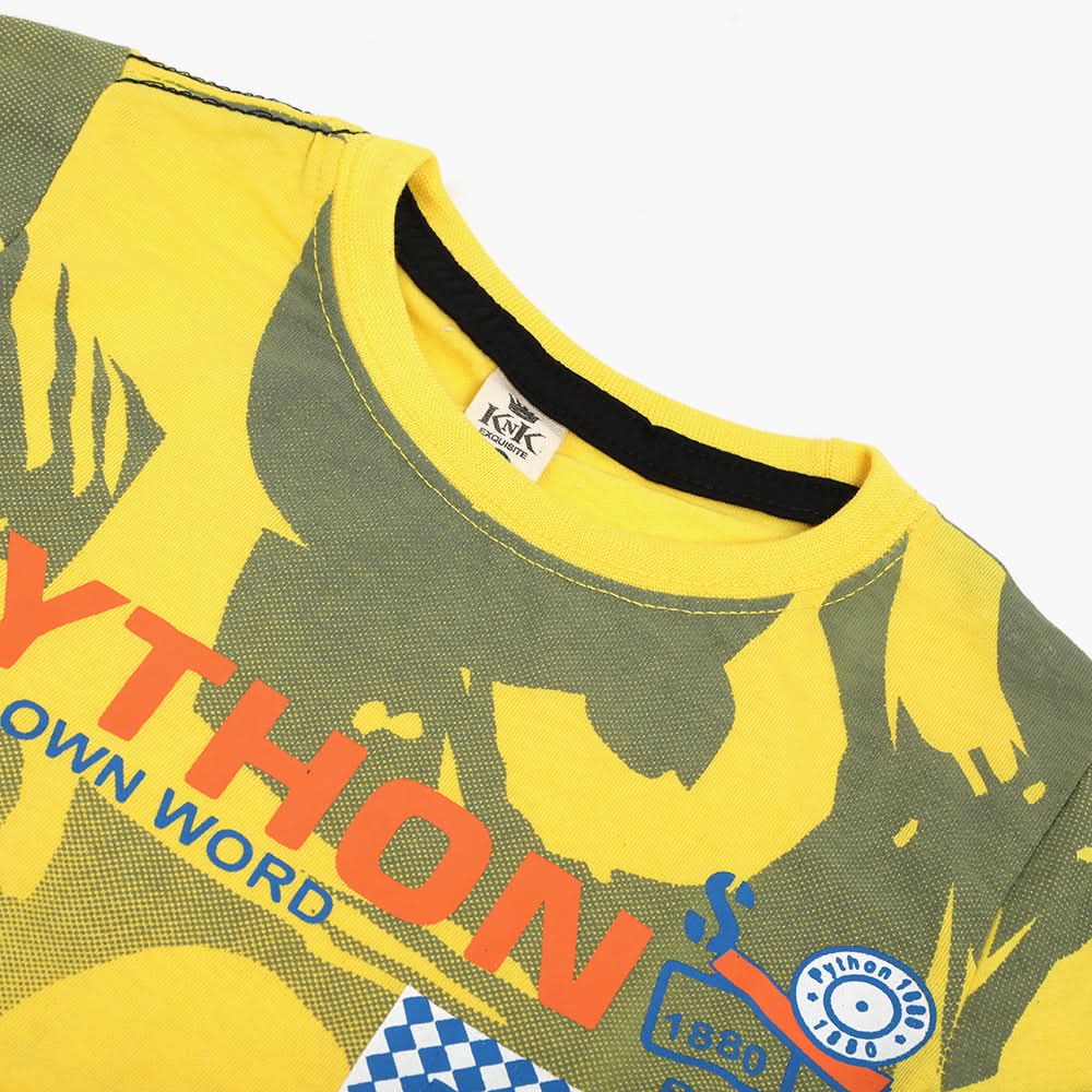 Boys Half Sleeves T-Shirt - Yellow, Boys T-Shirts, Chase Value, Chase Value