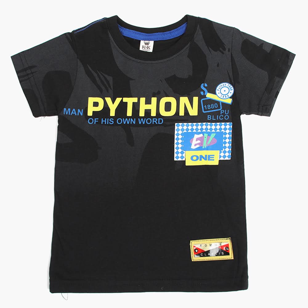 Boys Half Sleeves T-Shirt - Black, Boys T-Shirts, Chase Value, Chase Value