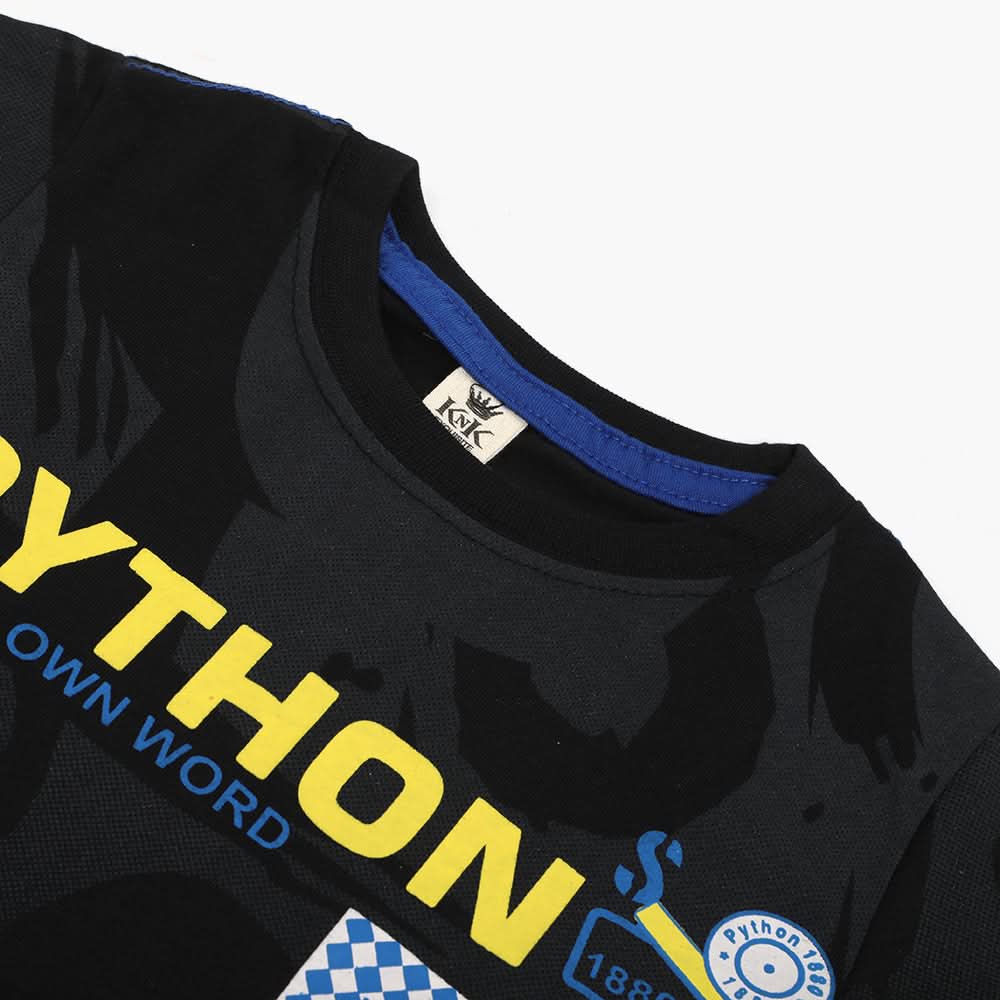 Boys Half Sleeves T-Shirt - Black, Boys T-Shirts, Chase Value, Chase Value