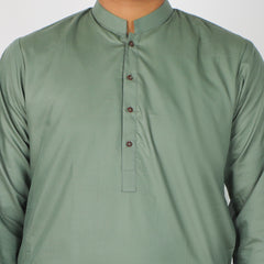 Men's Plain Kurta Shalwar Suit - Green