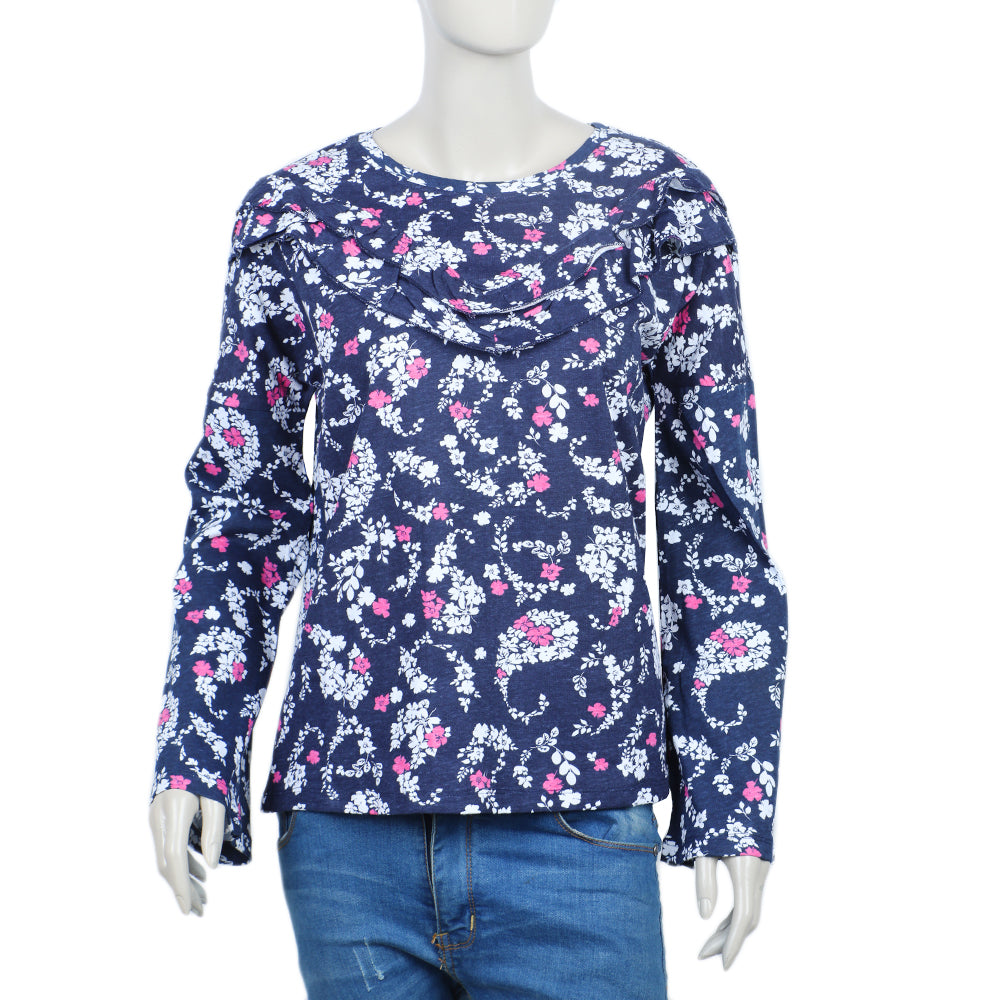 Eminent Women's Bermuda Frill Top - White & Blue, Women T-Shirts & Tops, Eminent, Chase Value