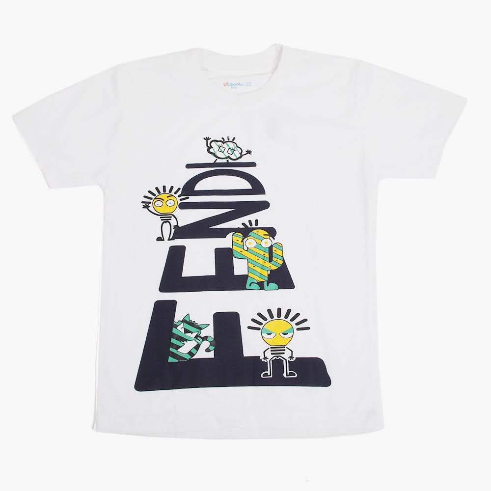 Boys Half Sleeves T-Shirt - White, Boys T-Shirts, Chase Value, Chase Value