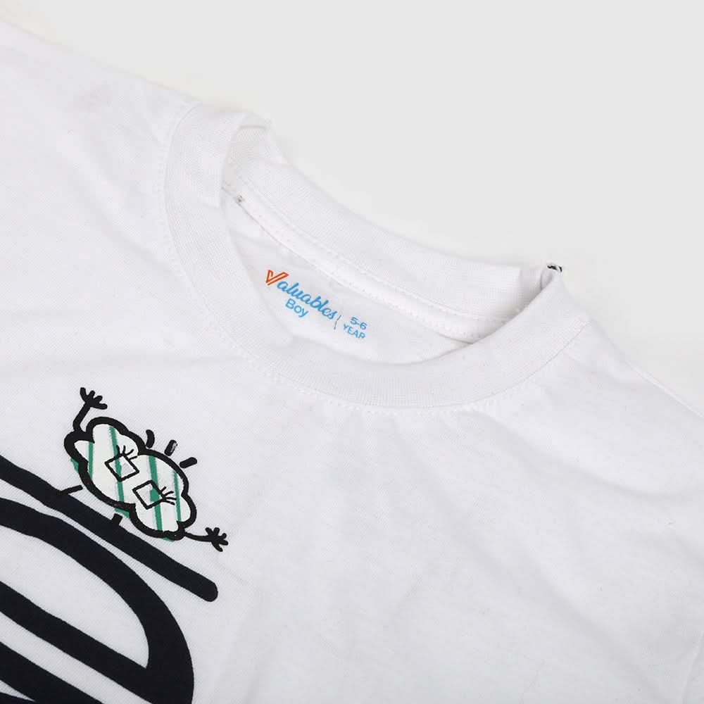Boys Half Sleeves T-Shirt - White, Boys T-Shirts, Chase Value, Chase Value