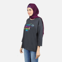 Women's Full Sleeves Sweat Shirt - Charcoal