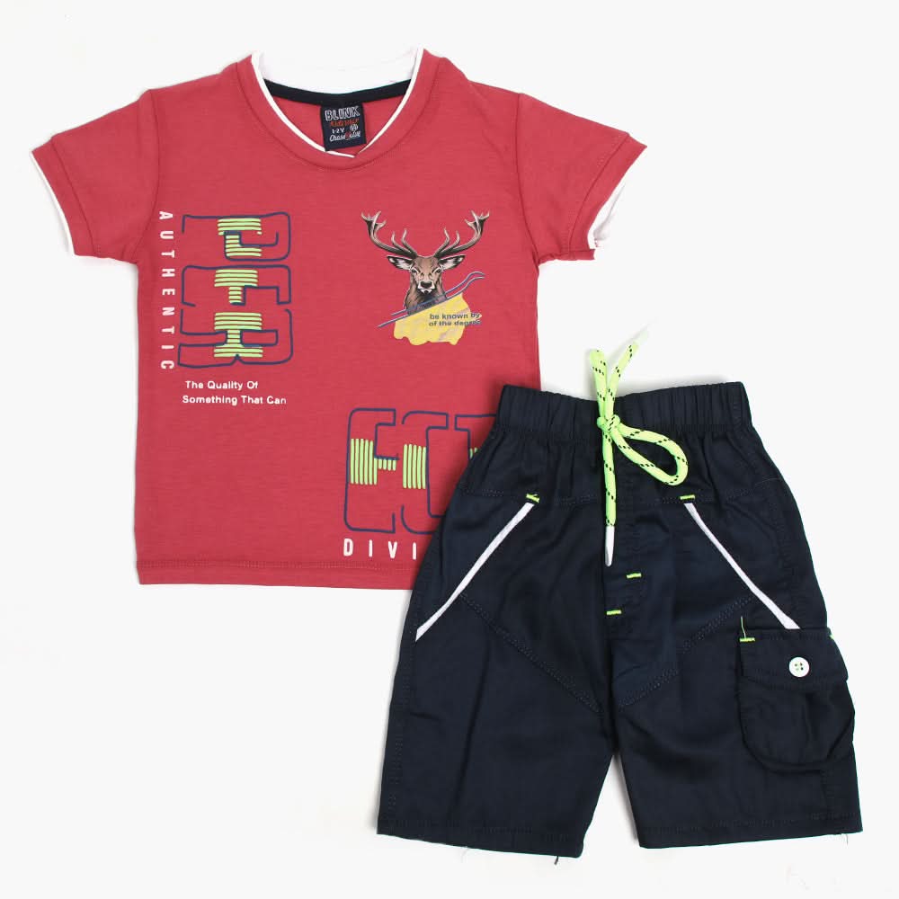 Boys Half Sleeves Suit - Fushia, Boys Sets & Suits, Chase Value, Chase Value