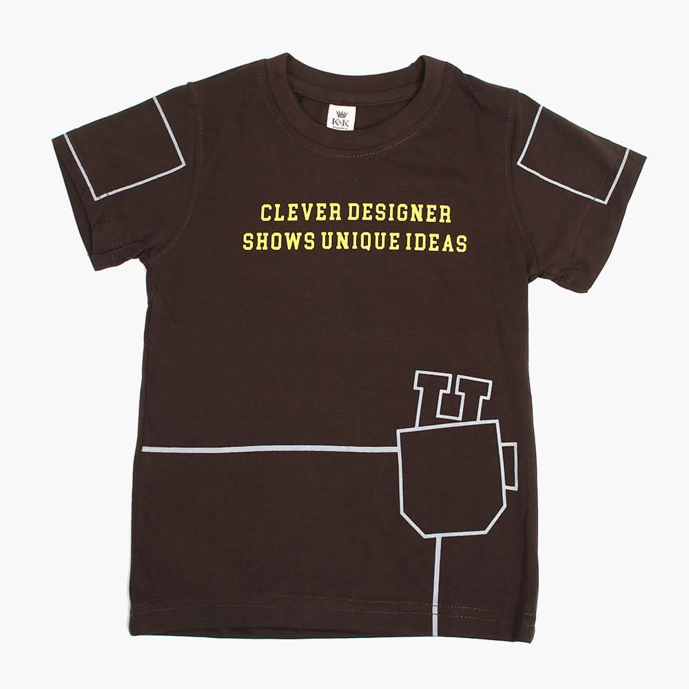 Boys Half Sleeves T-Shirt - Chocolate, Boys T-Shirts, Chase Value, Chase Value