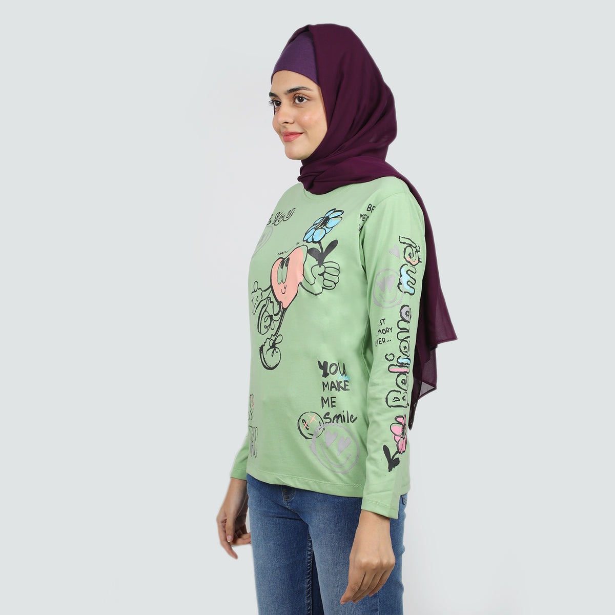Women's Full Sleeves T-Shirt - Green, Women T-Shirts & Tops, Chase Value, Chase Value