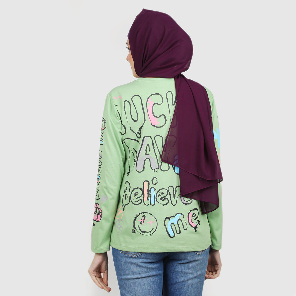 Women's Full Sleeves T-Shirt - Green, Women T-Shirts & Tops, Chase Value, Chase Value