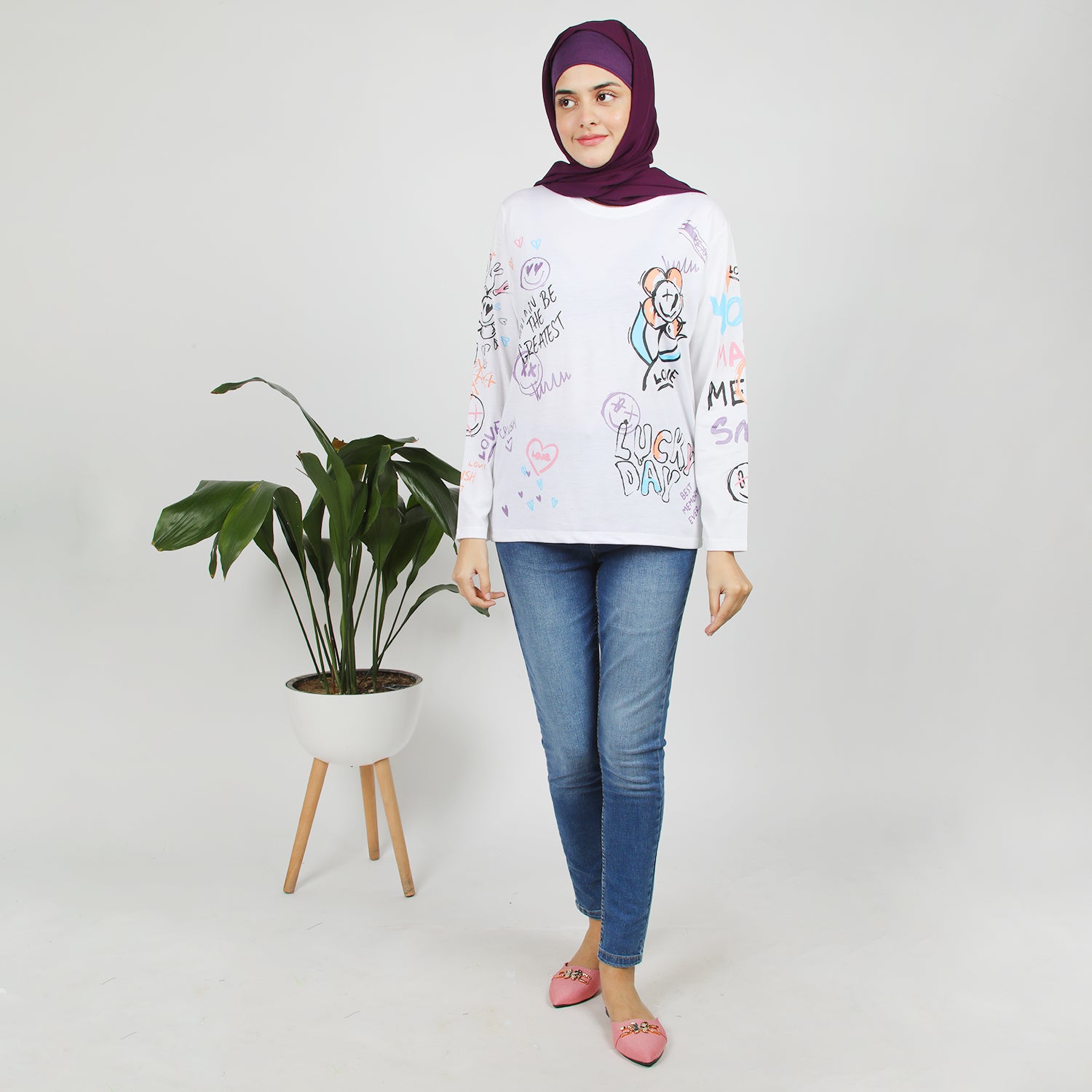 Women's Full Sleeves T-Shirt - White, Women T-Shirts & Tops, Chase Value, Chase Value