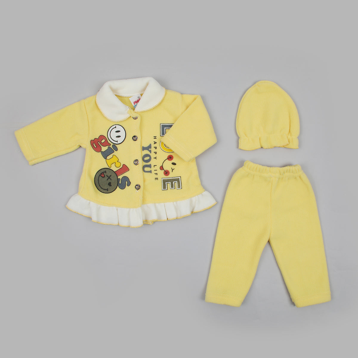 Newborn Girls Full Sleeves Suit - Yellow, Newborn Girls Sets & Suits, Chase Value, Chase Value