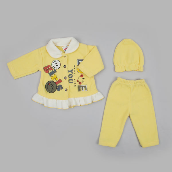 Newborn Girls Full Sleeves Suit - Yellow