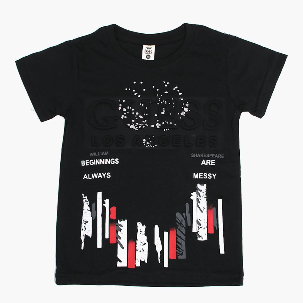 Boys Half Sleeves T-Shirt - Black, Boys T-Shirts, Chase Value, Chase Value