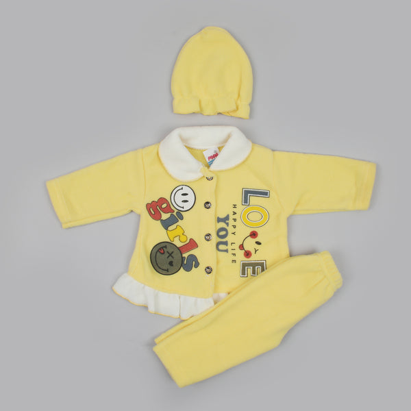 Newborn Girls Full Sleeves Suit - Yellow