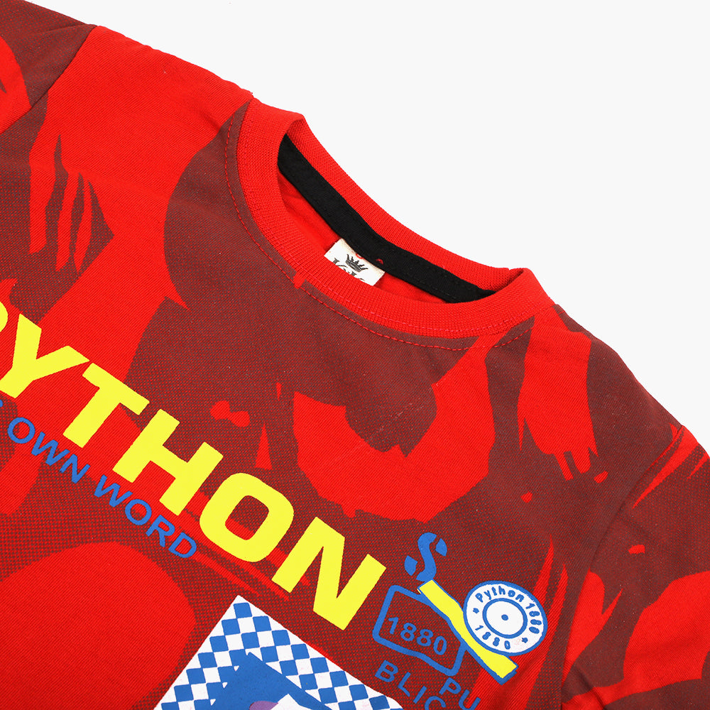 Boys Half Sleeves T-Shirt - Red, Boys T-Shirts, Chase Value, Chase Value
