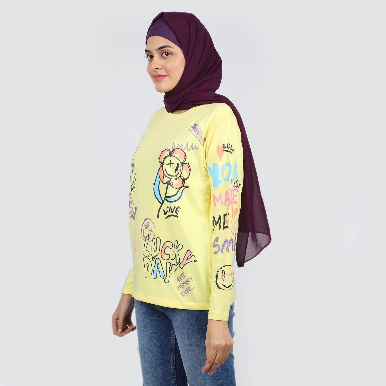 Women's Full Sleeves T-Shirt - Lemon, Women T-Shirts & Tops, Chase Value, Chase Value
