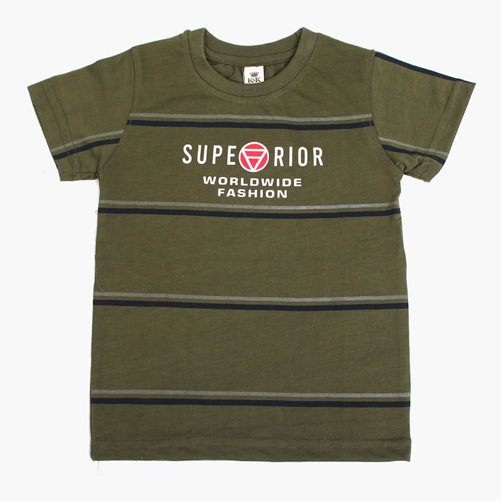 Boys Half Sleeves T-Shirt - Olive Green, Boys T-Shirts, Chase Value, Chase Value