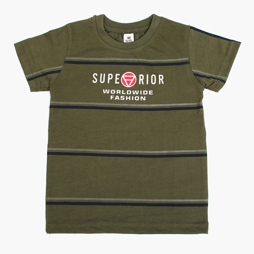 Boys Half Sleeves T-Shirt - Olive Green