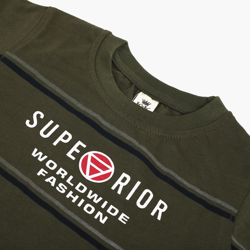 Boys Half Sleeves T-Shirt - Olive Green, Boys T-Shirts, Chase Value, Chase Value