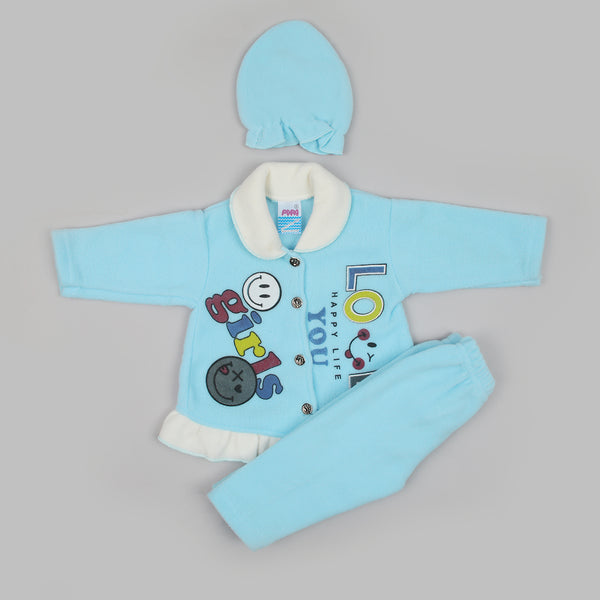 Newborn Girls Full Sleeves Suit - Sky Blue