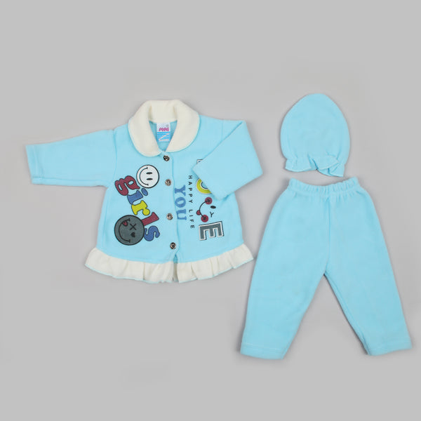 Newborn Girls Full Sleeves Suit - Sky Blue