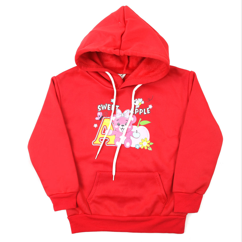 Girls Full Sleeves Hoodie T-Shirt - Red