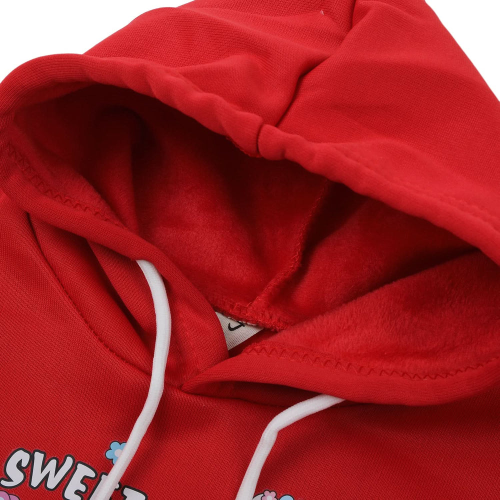 Girls Full Sleeves Hoodie T-Shirt - Red, Girls Hoodies & Sweat Shirts, Chase Value, Chase Value