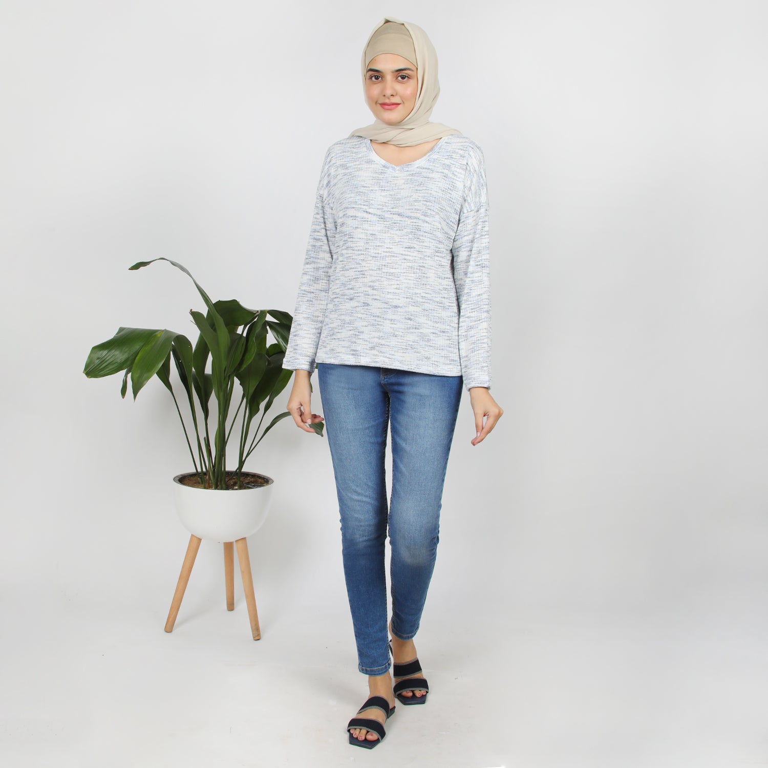 Women's Full Sleeves Fancy Top - Light Blue, Women T-Shirts & Tops, Chase Value, Chase Value