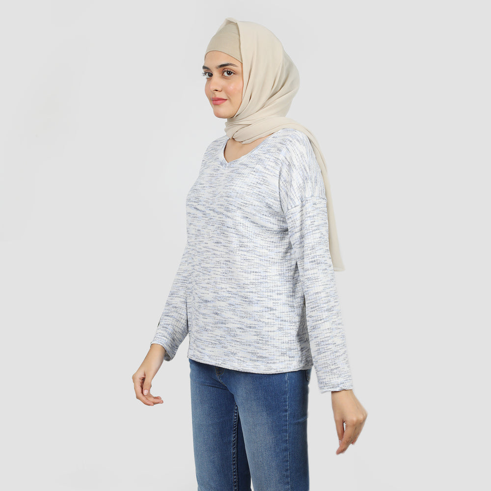 Women's Full Sleeves Fancy Top - Light Blue, Women T-Shirts & Tops, Chase Value, Chase Value