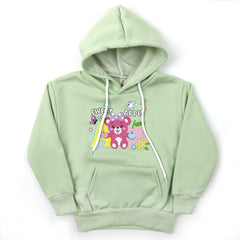 Girls Full Sleeves Hoodie T-Shirt - Light Green