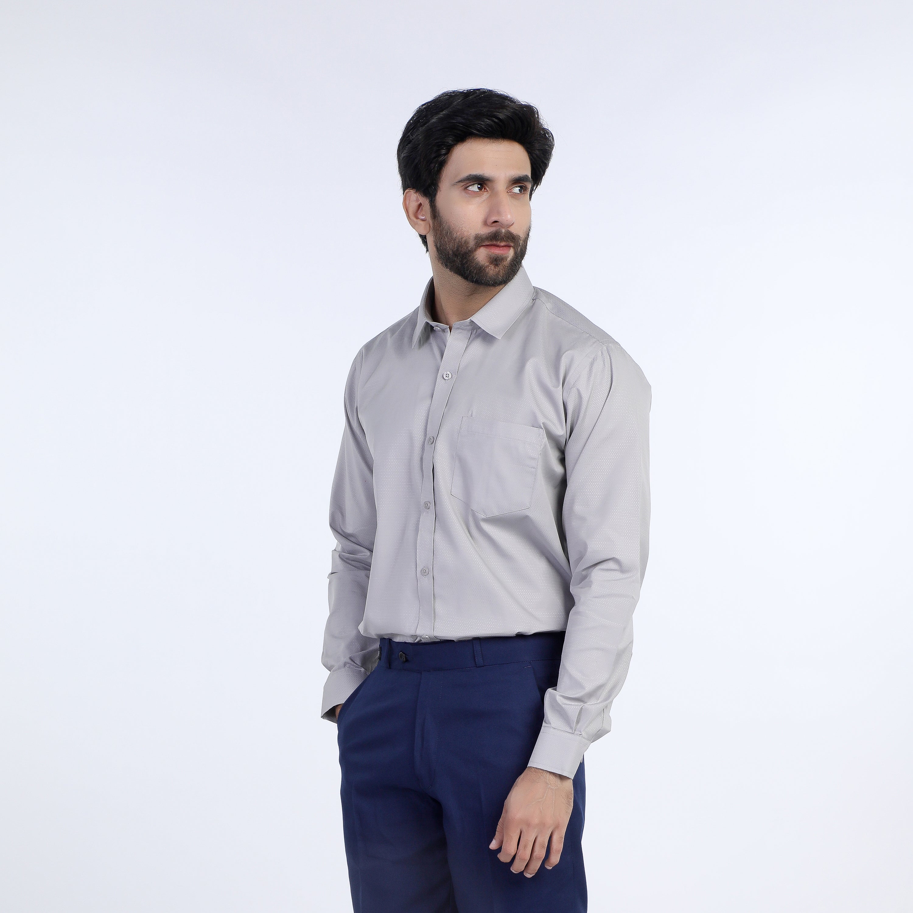 Men's Formal Dobby Shirt - Grey, Men's Shirts, Chase Value, Chase Value