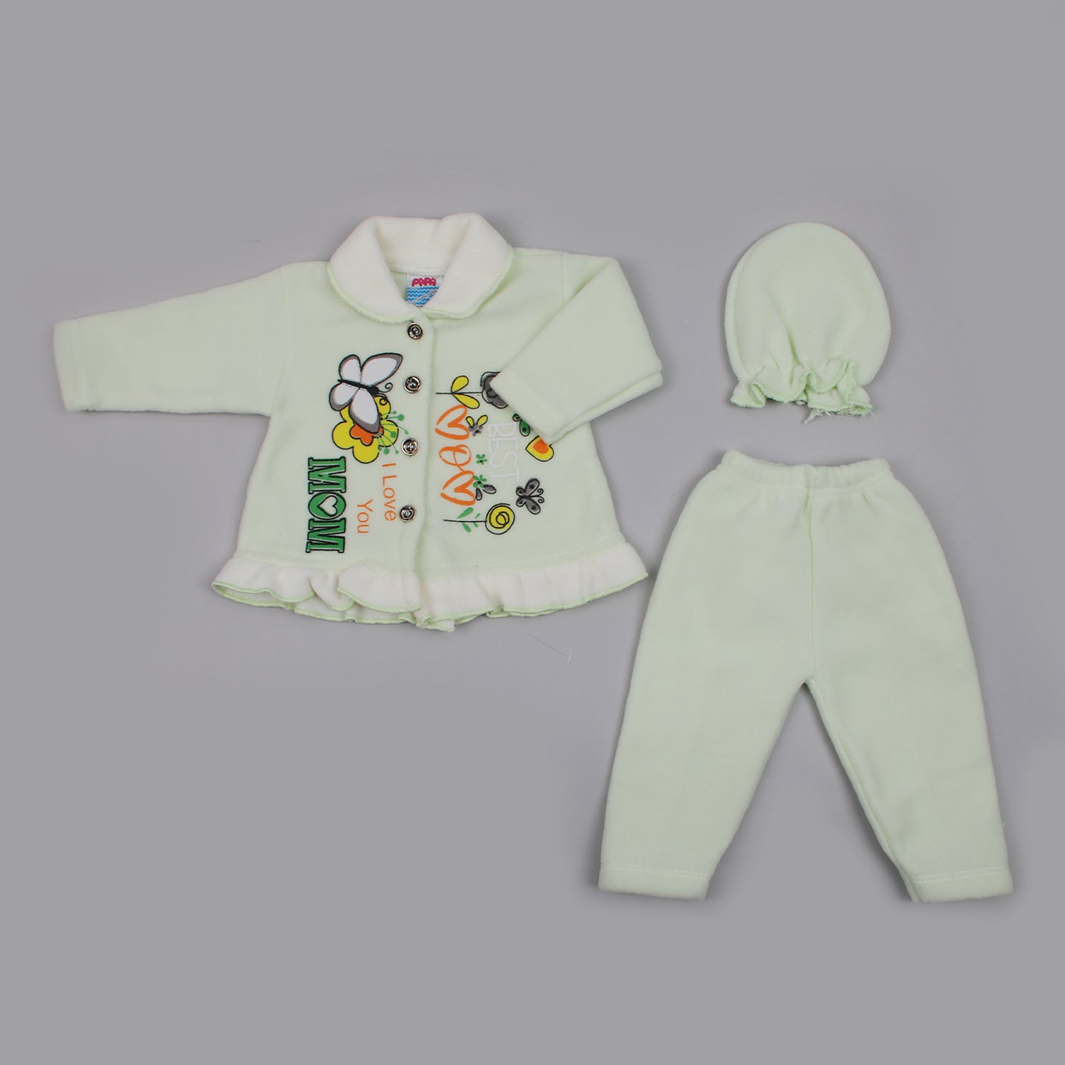 Newborn Girls Full Sleeves Suit - Light Green, Newborn Girls Sets & Suits, Chase Value, Chase Value