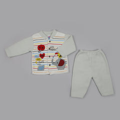 Newborn Boys Full Sleeves Suit - White